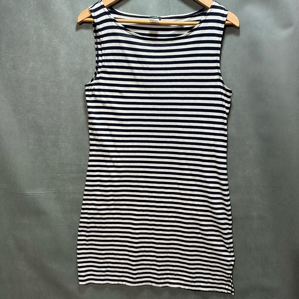 J. Crew Classic Striped Boatneck Tank - Navy & White - size M Nautical Classic